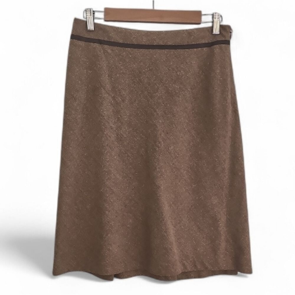 Ann Taylor Wool Silk Tweed A-Line Skirt Sz 6 Brown Timeless Winter Work Classic - Picture 1 of 12